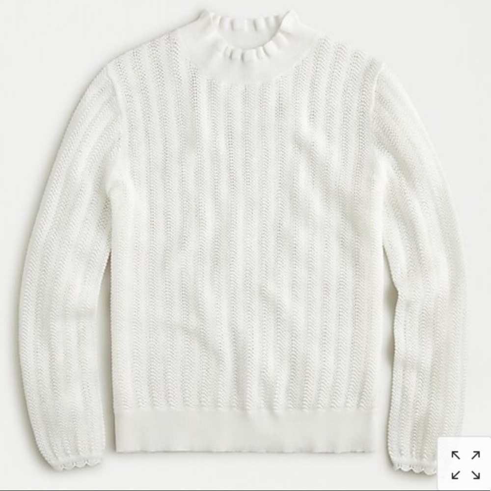 J.Crew Pointelle Ruffle Mockneck Sweater NWOT